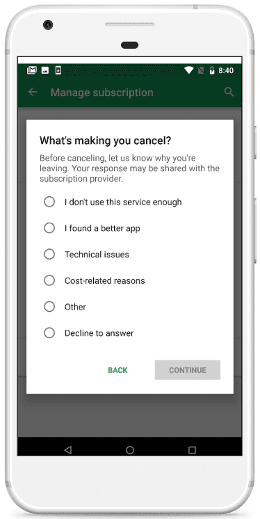 Google Play abonelik iptali — Google’ın arşiv ekran görüntüsü