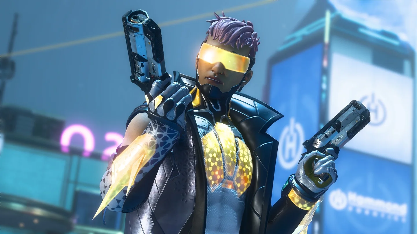 In-game screenshot of Crypto holding 2 wingman's in each hand.
