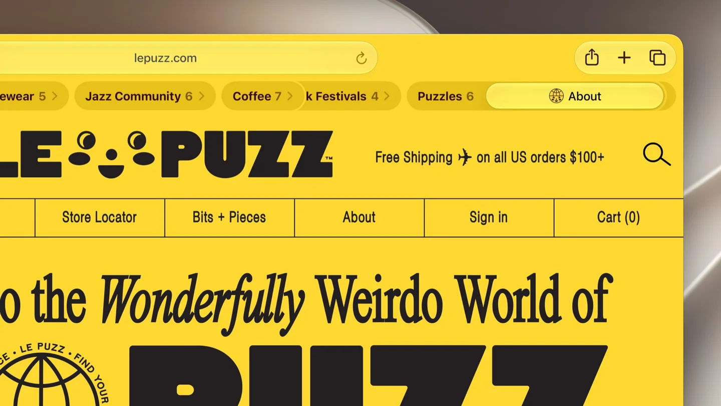 In Safari, a user’s tabs are automatically organized into topics, including “Jazz Community,” “Coffee,” “Puzzles,” and more.