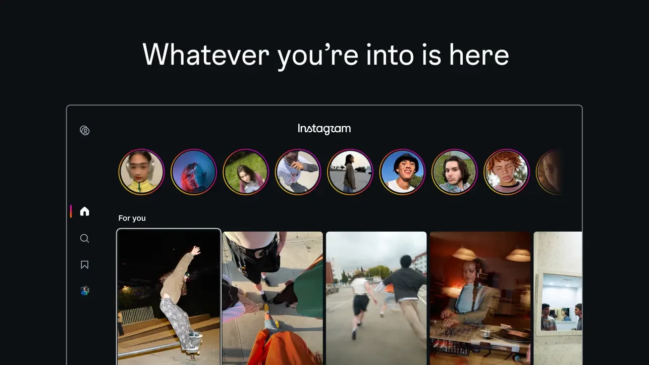 Instagram Apple TV uygulamasının geliştirici tarafından sağlanan mağaza tanıtım görseli