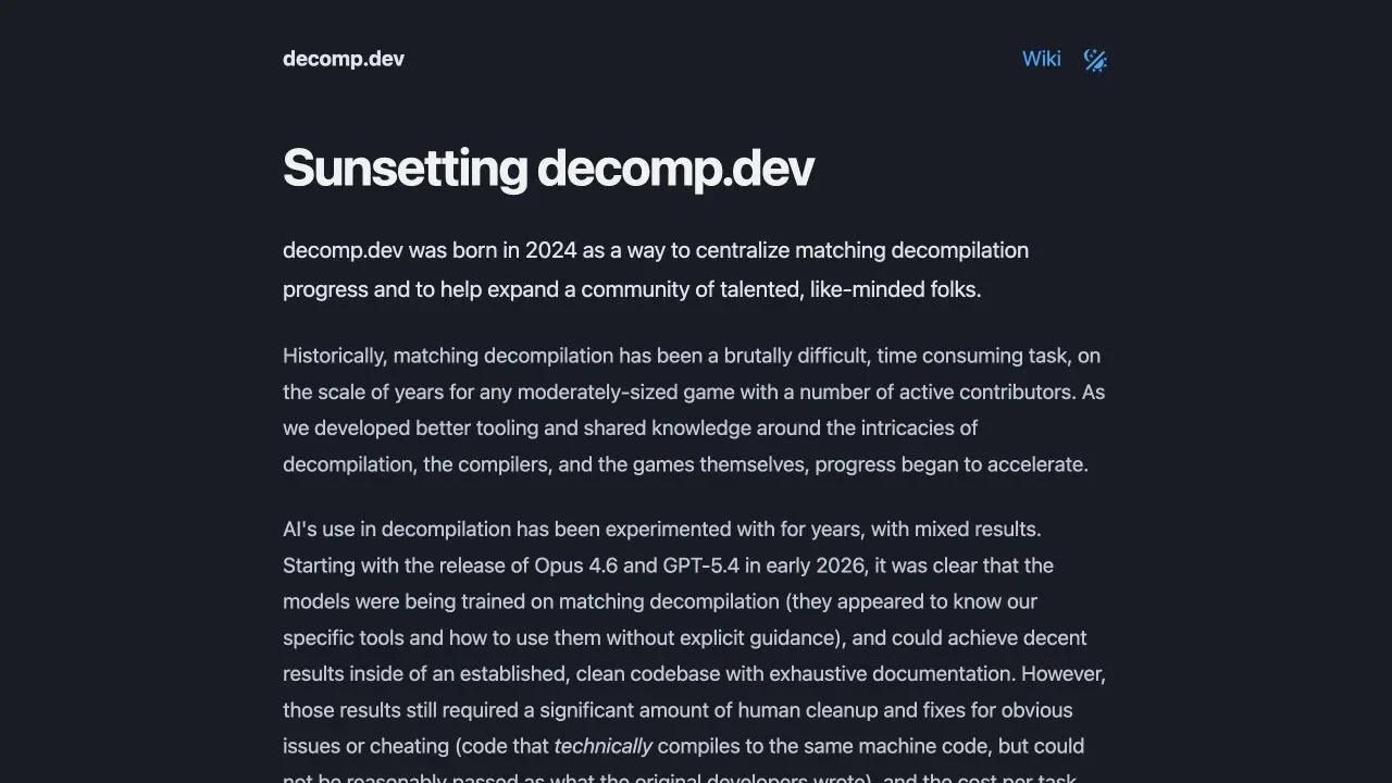 decomp.dev ana dizinini kapatıyor, mevcut oyun projelerinin sayfaları kalıyor