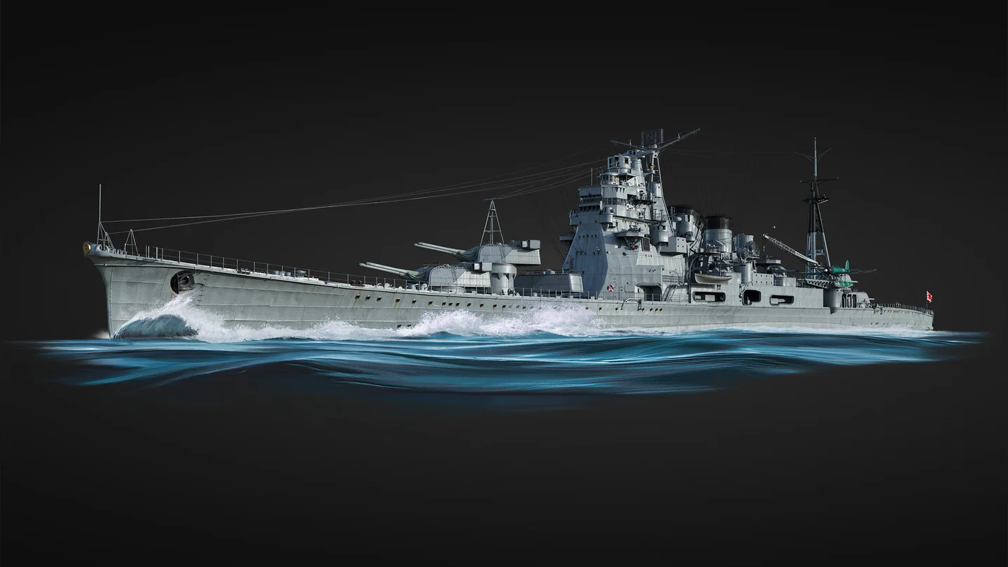 War Thunder IJN Takao ağır kruvazörünün resmî duyuru görseli