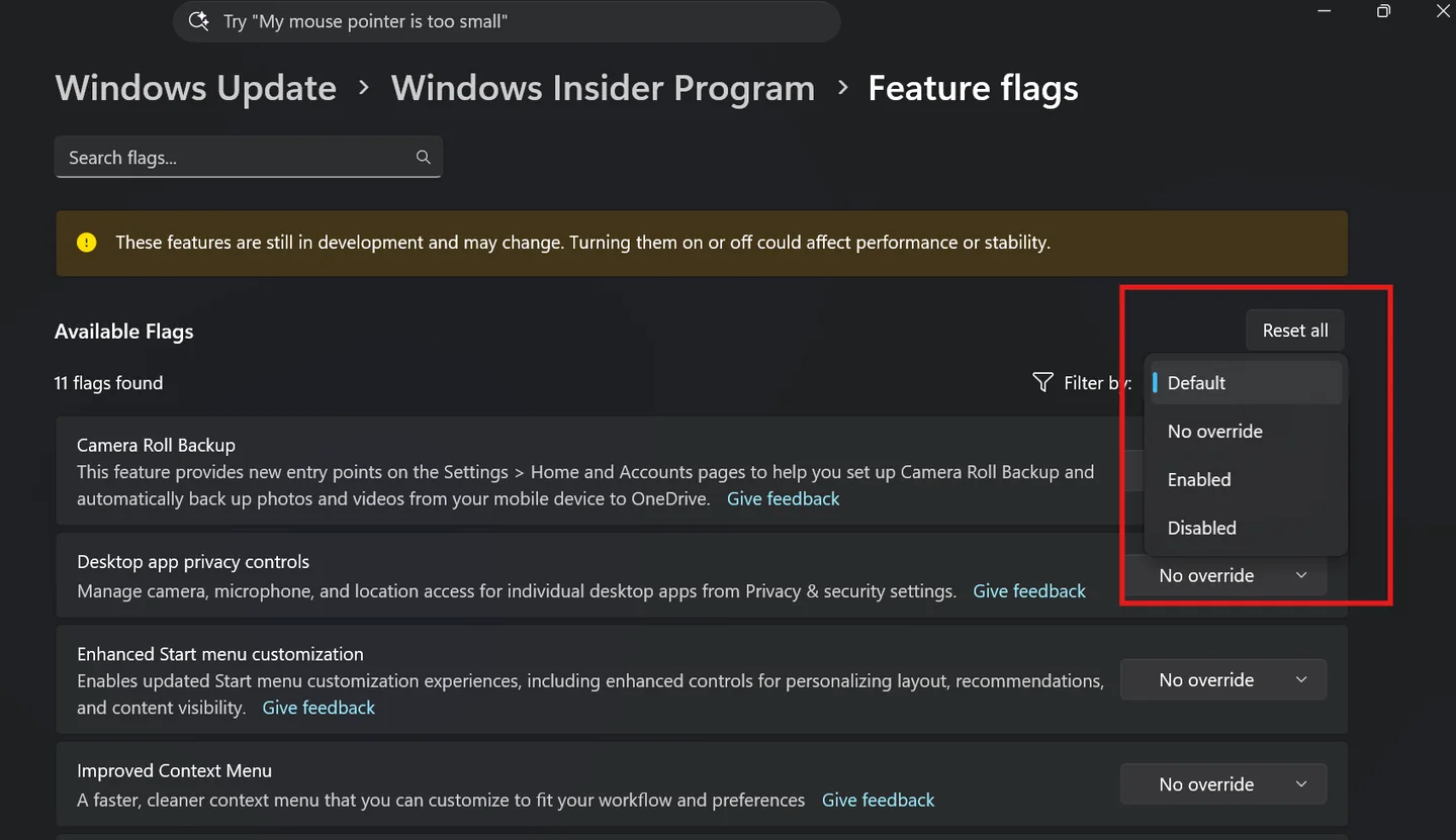 Windows 11 İçin Yeni Insider Yapıları ve Quick Settings Özellikleri